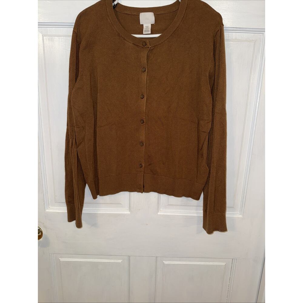 HM Women’s brown crew neck button-down cardigan Brown XXL